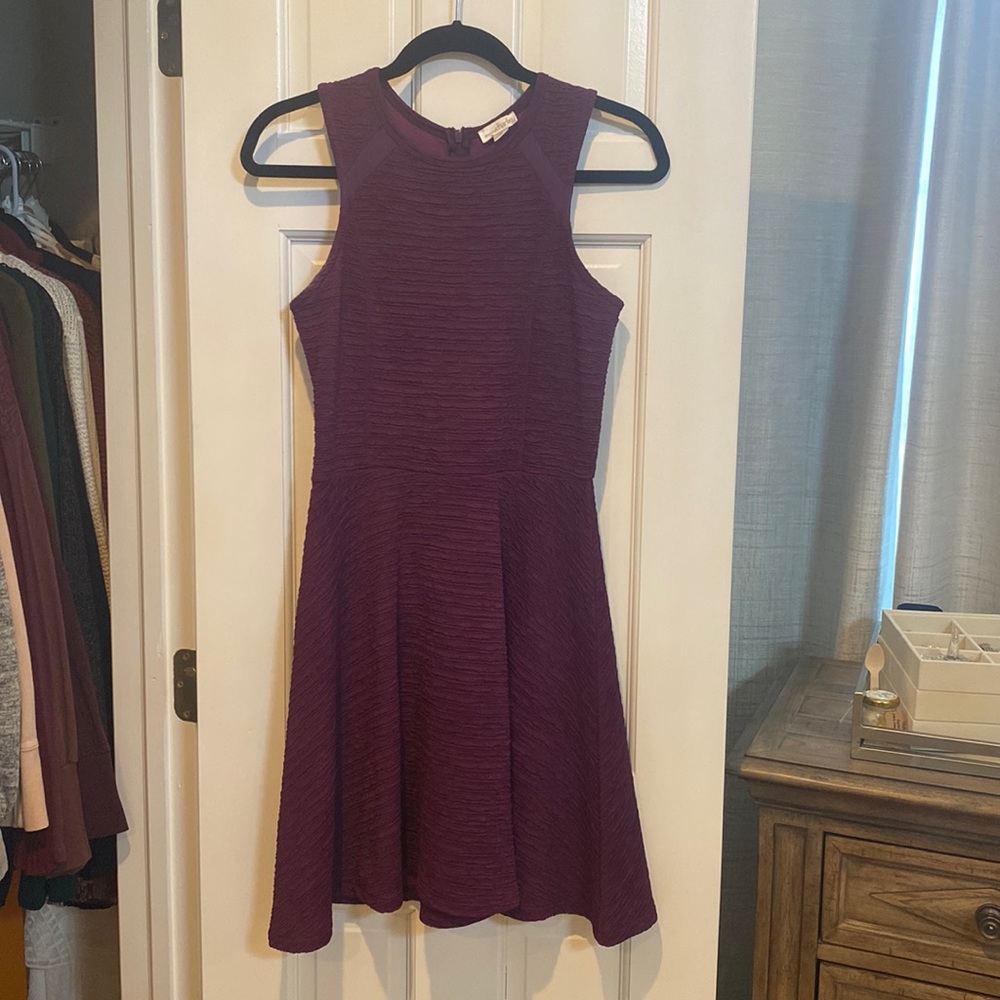 Purple fit and flare dress